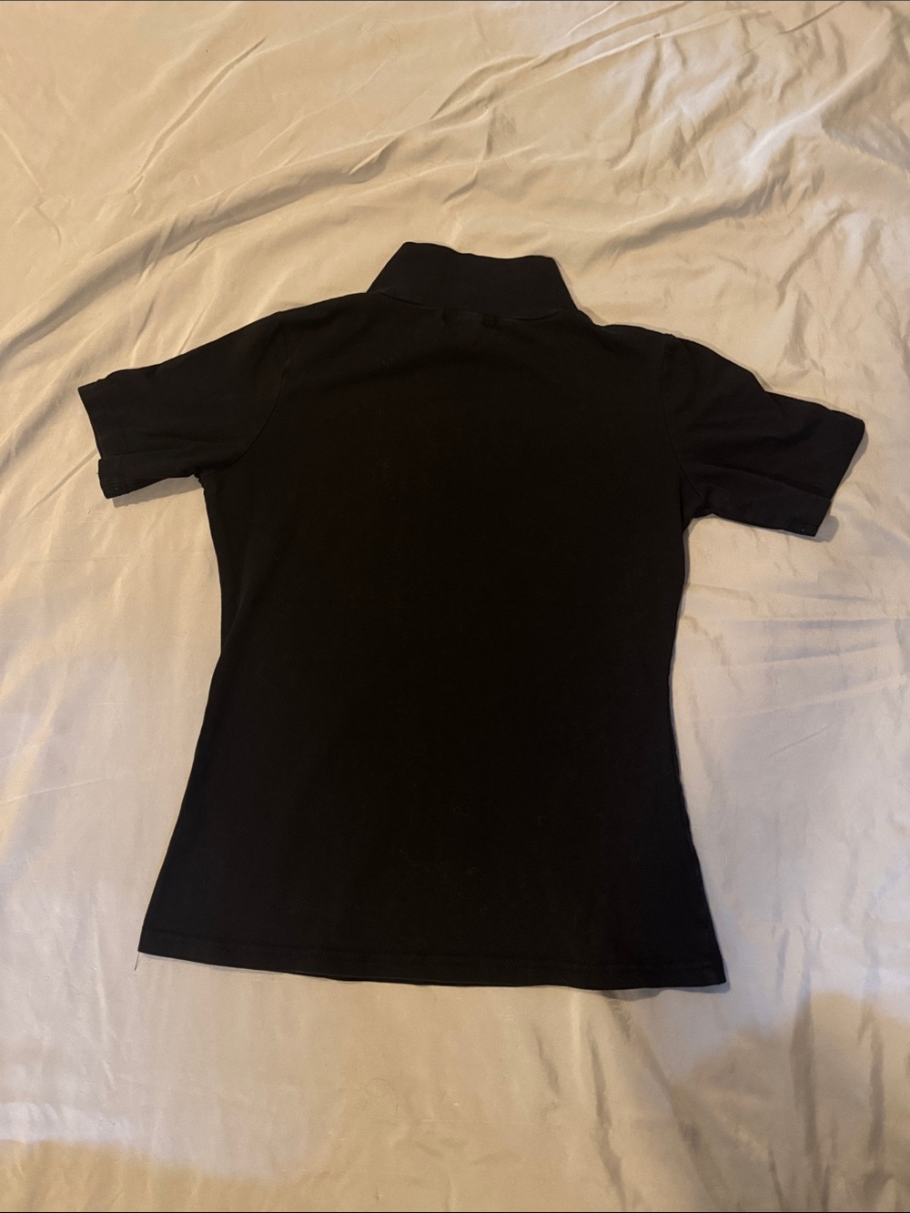 Widow Black Short-Sleeve Turtleneck Top with Embroidered Doll Neck Detail - Picture 4 of 4